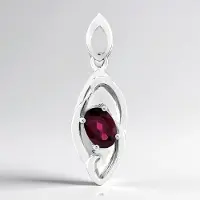 Cavill - Zilveren Hanger - 925 Sterling Zilver met Palladium - Mozambikaanse Roshoit granaat 0,83 ct ovaal - Elegant en duurzaam sieraad