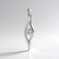 Cavill - Elegante 925 Sterling Zilveren Hanger - Platina Verguld - Cambodjaanse Ronde Zirkoon 0,335 ct - Filigrain Design 26x6 mm