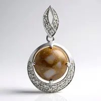 Cavill - Zilveren Hanger met 3 85 ct Dinosauruskwarts en 0 078 ct Witte Topazen - 925 Sterling Zilver - Ronde Cabochon Elegant Sieraad 26x14 mm