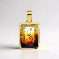 Cavill - 3 15 ct Baltische Barnsteen Hanger - 925 Sterling Zilver met Gouden Plating - Antiek Bloemenpatroon - Natuurlijke Edelsteen