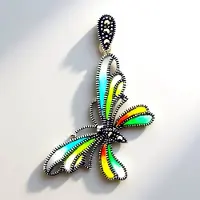 Cavill - Zilveren Vlinder Hanger - 925 Sterling Zilver - 0,07 ct Marcasieten uit Peru - Elegant Filigrain Pavé Design - 37x17 mm