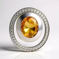 Cavill - Zilveren Hanger met Citrien 2,172 ct Ovaal - 925 Sterling Zilver - 42 Zirkonen 0,265 ct Rond - Elegante Dames Ketting Hoogglans
