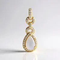 Cavill - Zilveren hanger 925 Sterling Zilver verguld - Australische peervorm opaal 0,76 ct - 44 pavé zirkonia 0,31 ct - Elegant damessieraad