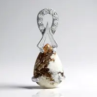 Cavill - Zilveren hanger - 925 Sterling Zilver - 4,52 ct Magnesiet peervormig cabochon - 0,2 ct Witte Topaas pavé - Elegante sieraden