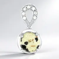 Cavill - Zilveren Hanger 925 Sterling - Dalmatier Jaspis 3 87 ct - 7 Briljant Zirkonia 0 26 ct - Ronde Cabochon Elegant Sieraad
