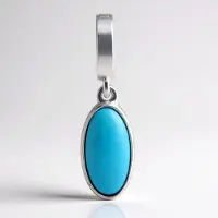 Cavill - Zilveren Hanger - 925 Sterling Zilver Platina Geplateerd - 1,3 ct Arizona Turkoois Ovaal Cabochon - Handgemaakt Elegant Dames Sieraad