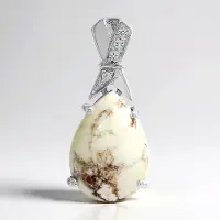 Cavill - Zilveren hanger 925 Sterling Zilver - 9,96 ct Peervormige Magnesiet met 0,1 ct Witte Topaas - Elegant Druppelvormig Braziliaans Sieraad