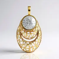 Cavill - Gouden Hanger 375 Geelgoud - Cambodjaanse Zirkoon 2,679 ct - Elegante Filigraan Hanger met Ronde Briljant Slijpsel - Luxe Sieraad