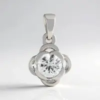 Cavill - Zilveren Hanger - 925 Sterling Zilver Geplatineerd - 1,026 ct Cambodjaanse Zirkoon Ronde Briljant - Elegant Modern Design 17x11 mm
