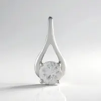 Cavill - Zilveren Hanger - 925 Sterling Zilver Geplatineerd - Ronde briljant geslepen Cambodjaanse Zirkoon 0 715 ct - Elegant Tijdloos Design 16x8 mm