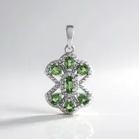 Cavill - Zilveren hanger - 925 Sterling Zilver - Groene Apatiet 1 251 ct - Bloemvormig design met Zirkonia - Elegant & Natuurlijk