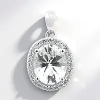 Cavill - Zilveren Hanger - 925 Sterling Zilver - 3 Karaat Ovale Danburiet en 24 Briljant Zirkonen - Elegante Dameshanger 22x13 mm