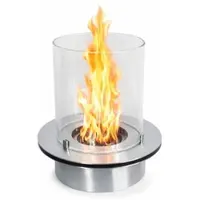 DIVINA FIRE Ronde brander met glazen kap voor bio-ethanolhaard, roestvrijstalen biohaard, 3 liter, diameter 35 cm
