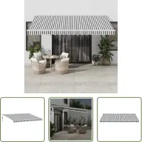 The Living Store Terrasdoek - Luifel - Luifel automatisch uittrekbaar LED 450x350 cm antraciet en wit - Buitendoeken - Parasol - Zonnewering