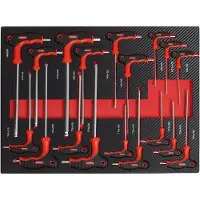 TRUTZHOLM - Profi-gereedschapsset - Werkplaatswagen - 18-delig - Inbussleutel- & Torx-set - 51x40x4 cm - rood