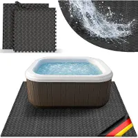 Tillvex Vierkante vloermat, 200 cm voor spa, thermische beschermingsmat voor whirlpool en zwembad, isolerende onderlaag, schokbestendige vloerplaat (zwart)