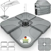 Tillvex Parasolstandaard 60 liter / 80 kg, 4-delig voor zweefparasol, incl. metalen verbindingsstukken, parasolgewicht kan worden gevuld met water of zand, parasolstandaard, weerbestendig