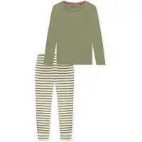 Schiesser Pyjama ' Casual Essentials ' kaki / wit
