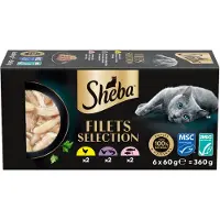 Sheba Kattenvoer Nat Filets Kip & Zalm In Saus Multipack 6x60 Gr