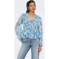 ONLY Blouse 'ONLVictoria' ecru / blauw / pastelblauw / olijfgroen