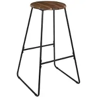 HowHomely SOTO - Barstoel - Acaciahout - Metalen Frame - Industrieel