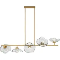 Maytoni Hanglamp met glazen decoratieve lampenkappen, model MIRACLE, messing en transparant glas, 5xG9x28W, glasafmetingen: 84,4x110x30,9 cm, IP20, merk
