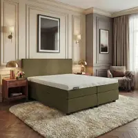 Mörgenn Hotel en B&B Boxspring - Pocketvering - Olijfgroen - 120x210 cm - Inclusief Dekbed en Kussens