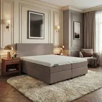Mörgenn Hotel en B&B Boxspring - Pocketvering - Taupe - 100x220 cm - Inclusief Dekbed en Kussens