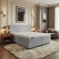 Mörgenn Hotel en B&B Boxspring - Pocketvering - Lichtgrijs - 80x220 cm - Inclusief Dekbed en Kussens