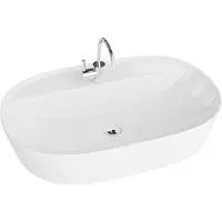 Domino PEREYA GRANDE - Opzetwastafel - 60x40x12cm - Met kraangat - Dunne rand Slim - Wit Hoogglans - Waskom Bad