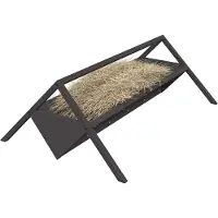 vidaXL Voederbak voor vee Zwart 111 x 76 x 38 cm Koudgewalst Staal