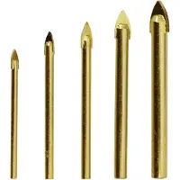 AWTOOLS Boorset glas &amp; keramiek - - - 4–10 mm (5 stuks) - Zelfcentrerende hardmetalen punt - Titanium coating