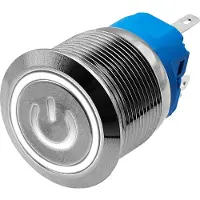 Proride Metalen Drukschakelaar ON-OFF - 22mm - Spatwaterdicht - 12V/24V - LED Indicatie Wit
