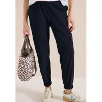 Cecil Dames Mid Waist Slim Legs broek in cargo-look - Blauw - L