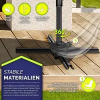 Tillvex Premium zeshoekige zweefparasol 330 cm met zwengel | Met afdekking en windbescherming | 7-voudig verstelbare crankparasol | Tuinparasol van aluminium, 360 graden draaibaar, Marineblauw/zonder