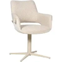 Livin24 Eetkamerstoel Jules draaibaar bouclé taupe