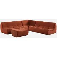 Sweeek Modulaire fauteuils 7 zits hoekbank met voetenbankje corduroy Terracotta