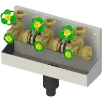 Schlosser JS ATV-station, stijgende spindel, 3-weg, DN25, aansluiting 1 1/2 inch, uitgang 1 1/2 inch