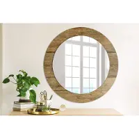 Coloray Bedrukte Spiegel - Oud hout Spiegel Met Print - 60 cm - Bruin Bedrukte Spiegel - Spiegel Met Print - Wandspiegel Met Print - Wandspiegel Decoratieve Print