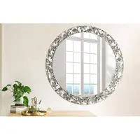 Coloray Bedrukte Spiegel - Tropische bladeren Bedrukte Spiegel - 80 cm - Zwart en wit Bedrukte Spiegel - Bedrukte Spiegel - Spiegel Met Bedrukte Lijst - Spiegel Met Decoratie