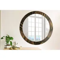 Coloray Bedrukte Spiegel - Bruine bananenbladeren Spiegel Lijst Met Print - 80 cm - Bruin Bedrukte Spiegel - Spiegel Lijst Met Print - Spiegel Met Print - Wandspiegel Met Print