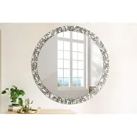 Coloray Bedrukte Spiegel - Tropische bladeren Spiegel Met Print - 100 cm - Zwart en wit Bedrukte Spiegel - Spiegel Met Print - Wandspiegel Met Print - Wandspiegel Decoratieve Print