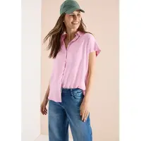 Cecil Dames Basic blouse met overhemdkraag in effen kleur - Roze - XL