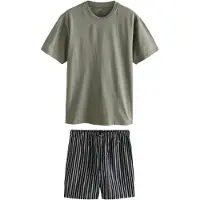 Next Pyjama kort donkerblauw / olijfgroen / wit