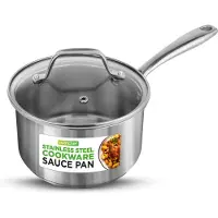 Nutrichef 2 Quart Roestvrijstalen Pan met Deksel - Zware Sauspan met Ergonomische Handvatten