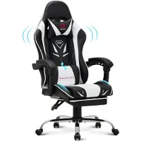 COLAMY - Ergonomische gamingstoel - Bureaustoelen - voetsteun - maximaal draagvermogen 136 kg - wit