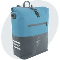 Voltano Enkele Fietstas Rolltop Reflective Special Edition - Zwart / Blauw - 25 Liter - 100% Waterdicht