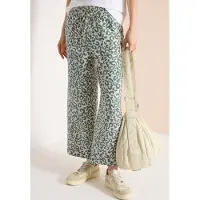 Cecil Dames 7/8 Wide Legs broek van linnenmix met luipaardprint - Beige - L