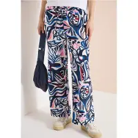 Cecil Dames High Waist broek met Wide Legs en print - Blauw - S