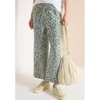 Cecil Dames 7/8 Wide Legs broek van linnenmix met luipaardprint - Beige - XXL